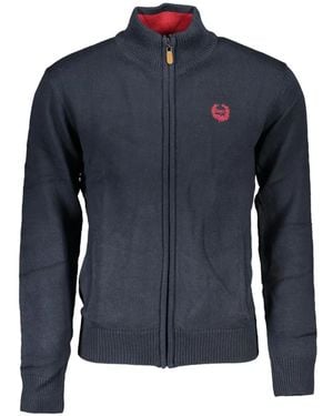 Gianmarco Venturi Zip-Up Elbow-Patch Cardigan - Blue