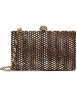 Kurt Geiger Crystal-Embellished Eagle Head Clutch Bag - Brown