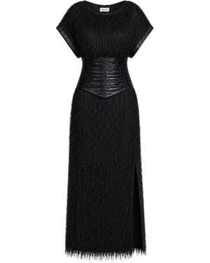 Baruni Robe Longue Razan À Taille Corsetée Et Franges - Black