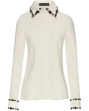 Oscar de la Renta Floret-Embroidered Collar Shirt - White