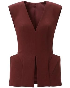 Gemy Maalouf V-Neck Peplum Top - Purple