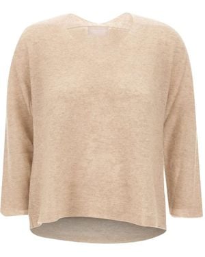 Hemisphere V-Neck Cashmere Jumper - Natural