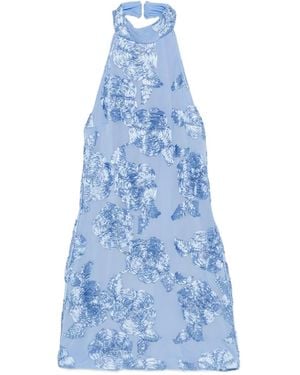ROTATE BIRGER CHRISTENSEN Short Light Dress With Floral Embroidery - Blue