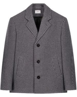 Coperni Houndstooth-Pattern Notched-Lapels Coat - Grey