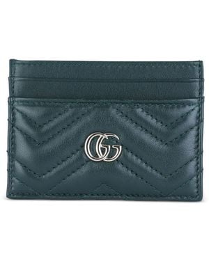 Gucci Gg Marmont Leather Card Case - Blue