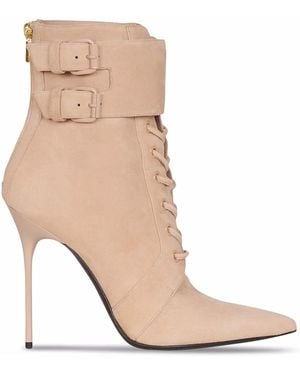 Balmain Uria Lace-Up Ankle Bots - Natural