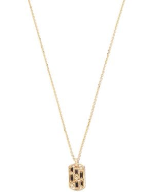 Suzanne Kalan 18Kt Inlay Sapphire Dog Tag Pendant Necklace - Metallic