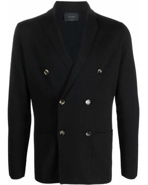 Dell'Oglio Double-Breasted Merino Wool Blazer - Black