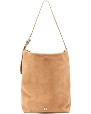 Pinko Buckle Lambskin Shoulder Bag - White