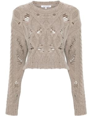 AISLING CAMPS Cropped-Pullover Mit Zopfmuster - Natur