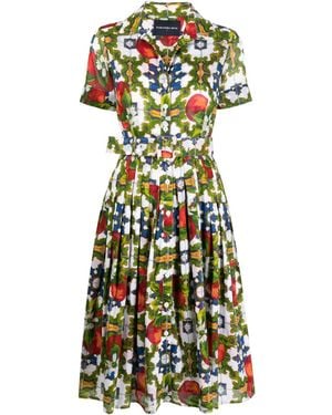 Samantha Sung Audrey Sicilian Ceramic-Print Dress - Green