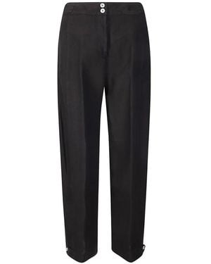 #MSM Straight-Leg Linen Trousers - Black