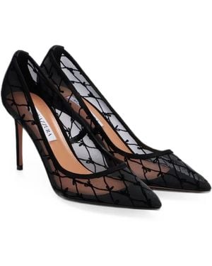Aquazzura Nude Bow-Embroidered Court Shoes - Black