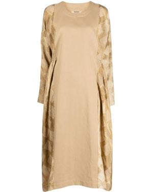 Uma Wang Paneled Long-Sleeve Midi Dress - Natural