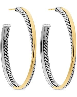David Yurman 18Kt And Sterling Crossover Hoop Earrings (44Mm) - Metallic