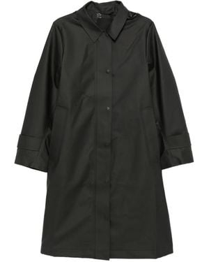 Rains Nara Hooded Belted Coat - Black