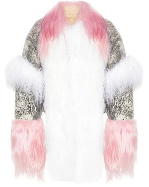 The Attico Shearling-Inserts Suede Jacket - Pink