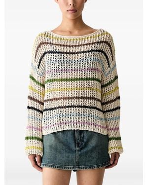 Miss Sixty Striped Open-Knit Jumper - Grey