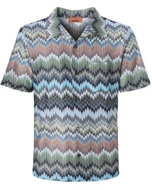Missoni Short-Sleeved Zigzag Shirt - Blue