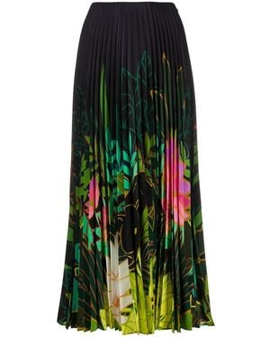 Valentino Garavani Pleated Floral-Print Skirt - Green