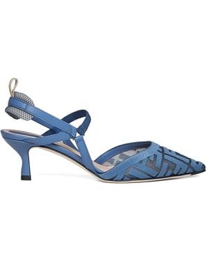 Fendi Colibrì Lite Ff-Embroidered Heeled Court Shoes - Blue