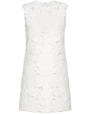 Valentino Garavani Cut-Out Floral-Appliqué Mini Dress - White