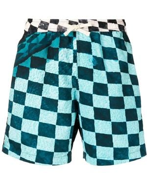 BLUE SKY INN Check Print Deck Shorts - Green
