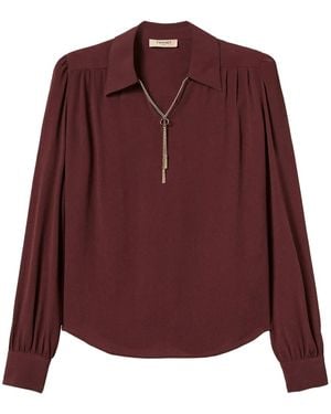 Twinset Chain-Embellished Gathered Blouse - Purple