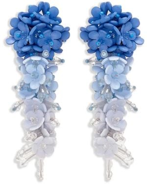 Oscar de la Renta Flower-Detailing Earrings - Blue
