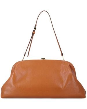 Alberta Ferretti Top-Handle Leather Clutch Bag - Brown