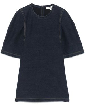 Tibi Denim Shrunken T-Shirt - Blue
