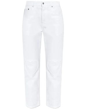 Moschino Heart Frayed Jeans - White