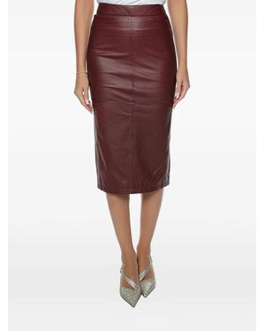 ARMANI EXCHANGE Pebbled Leather Midi Skirt - Red