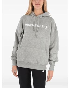 Converse Embroidered Logo-Print Hoodie - Grey