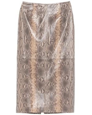 DUCIE Chloe Python-Print Midi Skirt - Natural