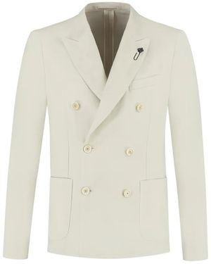 Lardini Double-Breasted Patch-Pocket Blazer - White