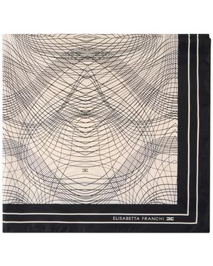 Elisabetta Franchi Silk Foulard Scarf With Abstract Print - Grey