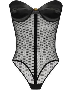 Elisabetta Franchi Off-Shoulder Bodysuit - Black