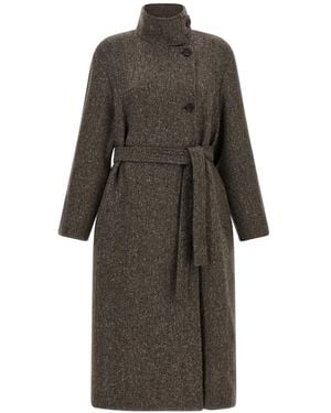 Brunello Cucinelli Sparkling Chevron-Pattern Coat - Brown