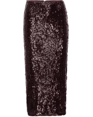 ROTATE BIRGER CHRISTENSEN Burgundy Midi Skirt With Sequined Finish - Purple