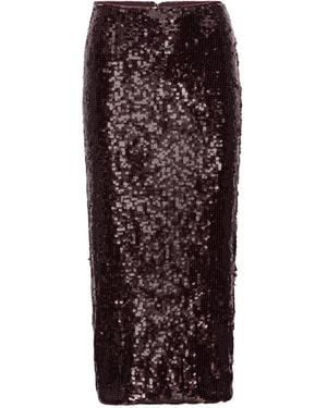 ROTATE BIRGER CHRISTENSEN Burgundy Midi Skirt With Sequined Finish - Purple