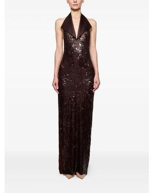 Atu Body Couture Halterneck Sequin Midi Dress - Brown