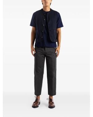 Momotaro Yarn-Dyed Short-Sleeve T-Shirt - Blue