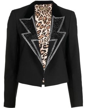 Philipp Plein Rhinestone Cropped Blazer - Black