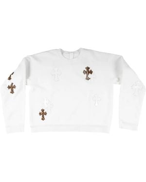 Chrome Hearts Leopard-Print Flooded-Patch Sweatshirt - White
