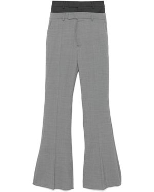 Sportmax Pantalon Évasé À Effet Superposé - Gris