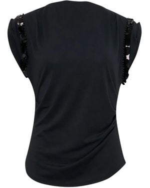 3.1 Phillip Lim Sequin-Embellished Ruched T-Shirt - Black