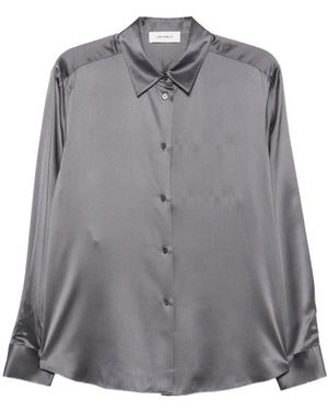 Lisa Yang Satin Long-Sleeve Shirt - Grey