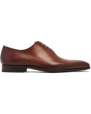 Magnanni Almond-Toe Leather Oxford Shoes - Brown