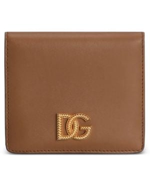 Dolce & Gabbana Calfskin Wallet With Dg Logo - Brown